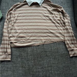 Striped Long Sleeve Collared Top